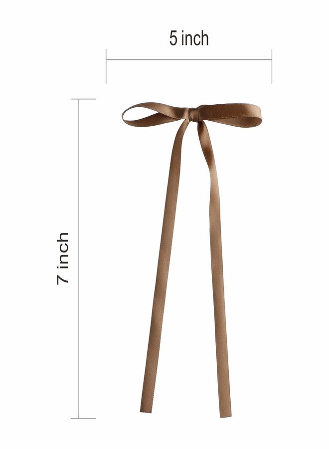 Meseey 30 Pcs Satin Bows with Twist Tie 5 x 7 Inch Pretied Premade Ribbon Bows for Tree Wreath Garland Home Decor Indoor Outdoor Decorations (Brown) - Image 2